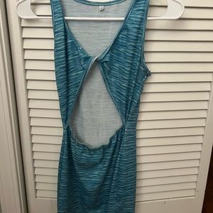 Blue knit cut out dress